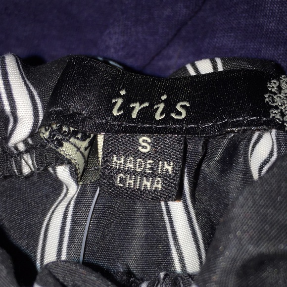 Black with white stripes off the shoulder top- S - Picture 6 of 11